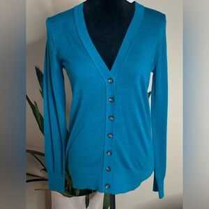 Ann Taylor Loft Turquoise Blue Light Weight Cardigan Sweater NWT Women’s XS‎